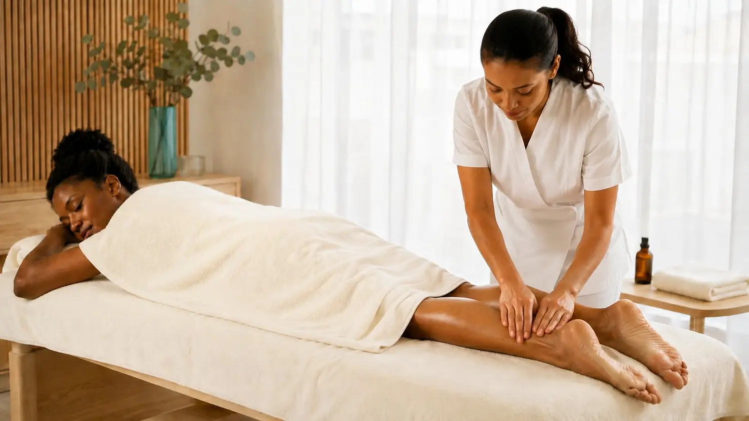 Massage en institut par une professionnelle